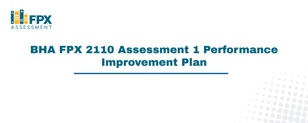 BHA FPX 2110 Assessment 1 Performance Improvement Plan