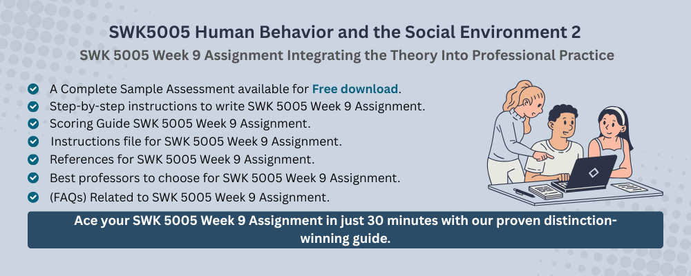 SWK 5005 Week 9 Assignment: Integrating the Theory Into Professional Practice